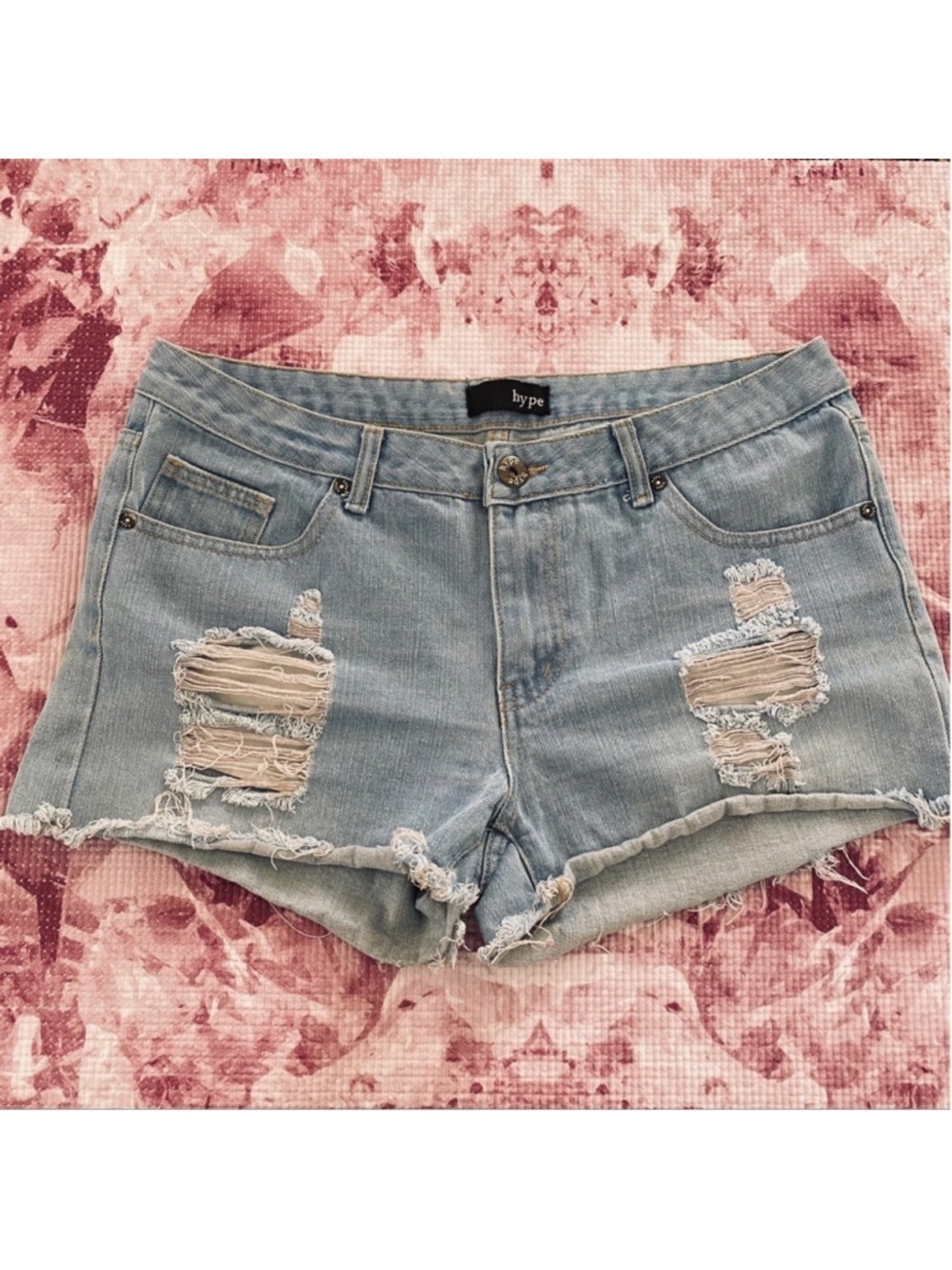 HYPE Denim Shorts Distressed Ripped Raw Hem Size 9